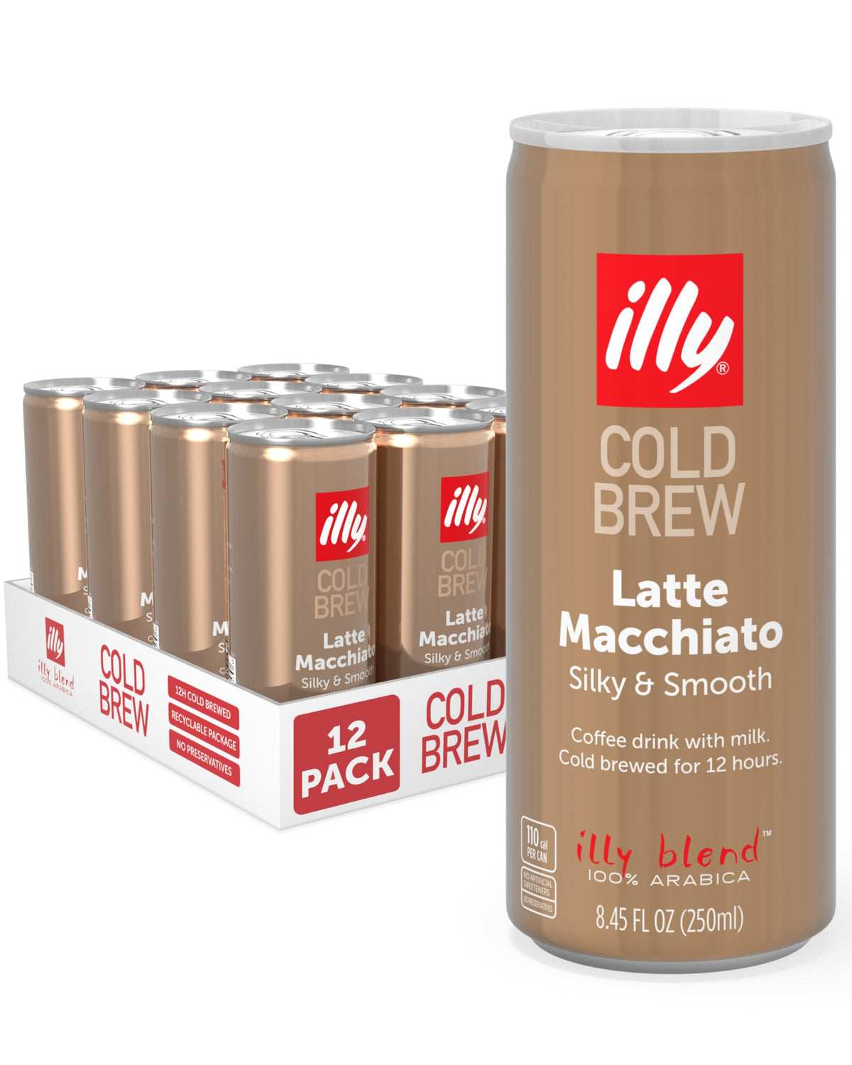 illy Ready To Drink Classico Cold Brew Coffee, 8.45oz, 12 Pack