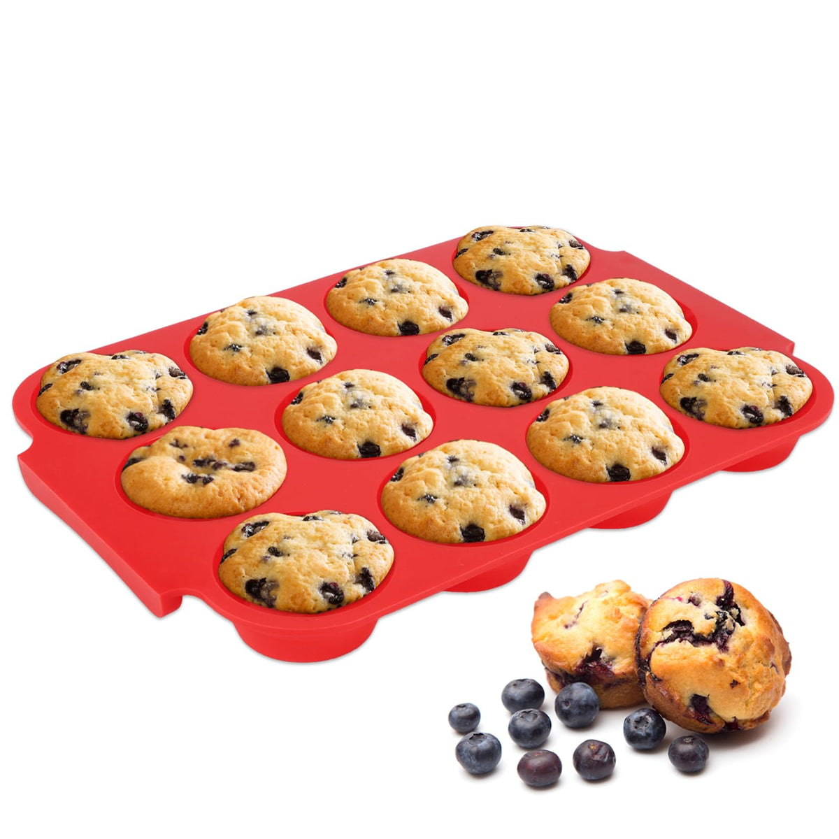 Jalopink 2-Pack Silicone Muffin Pan for Baking – Mini 24-Cup Nonstick Cupcake Pan with Handle, Food-Grade Certified, Odorless, BPA-Free, Silicone Baking Mold for Muffins, Egg Bites, Cupcakes