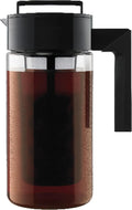 Takeya Deluxe Cold Brew Coffee Maker - BPA-Free Tritan Pitcher with Airtight Leakproof Lid, Silicone Grip Handle, Fine-Mesh Filter - Shatter-Proof, Dishwasher Safe, Made in USA - 1 Quart/Black