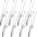 Patelai 8 Pieces Korean and Japanese BBQ Tongs Non Slip Cooking Utensils Stainless Steel Tongs for Serving Food, Salad, Camping, Barbecue, Buffet, Oven with Support Stand (Silver)
