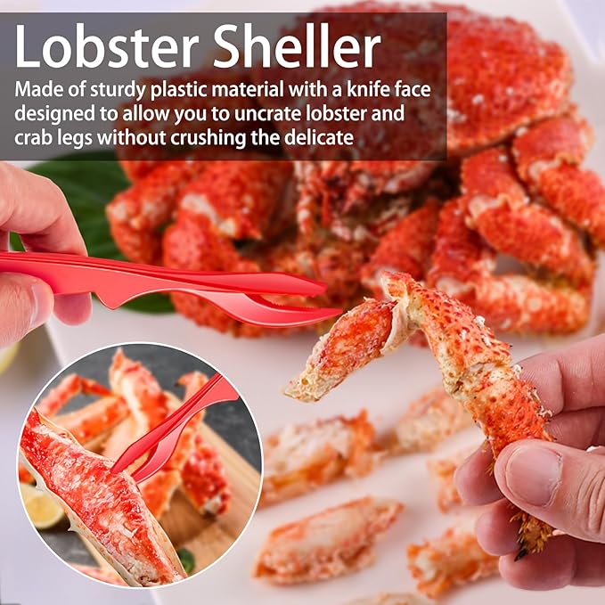 suoundey Seafood Cracker Tool Set With Lobster Sheller Stainless Steel Crab Crackers Crab Leg Fork Seafood Scissors And Storage Bag, Crab Leg Pick Utensils Set Crab Eating Tools (9Pcs)