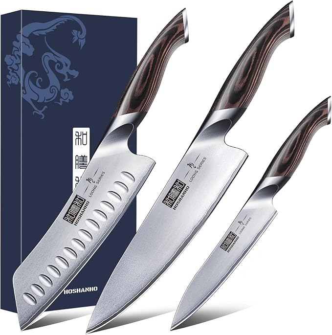 HOSHANHO 3 Pieces Knife Set, Professional Japanese Kitchen Knife Set