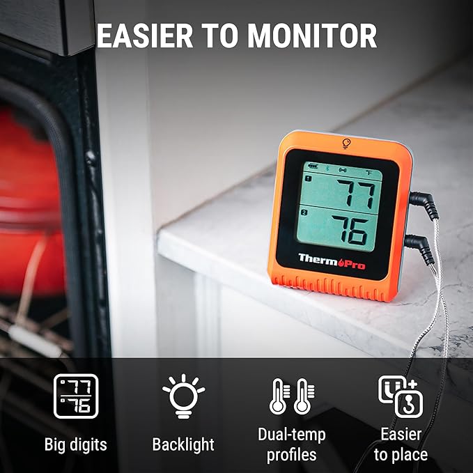 TempPro TempSync 650 ft Bluetooth Meat Thermometer with 2 Probes for Grill