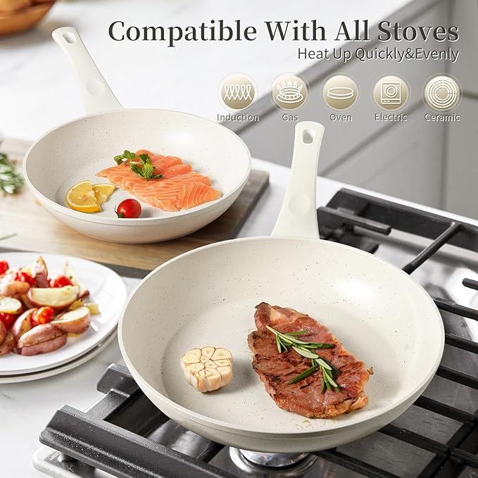 Innerwell Nonstick Ceramic Frying Pans Skillets Set 8"+9.5"+11"