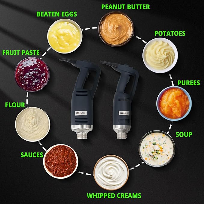 COOLUMA Commercial Immersion Blender, 500W Heavy Huty Hand Blender With 16 Inch Removable Shaft, 6,000-20,000 RPM Variable Speed, Industrial Hand Mixer For Pro Restaurant Kitchen.
