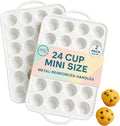 Silicone Mini Muffin Pan, 24 Cup 2 Pack with Metal Reinforced Frame