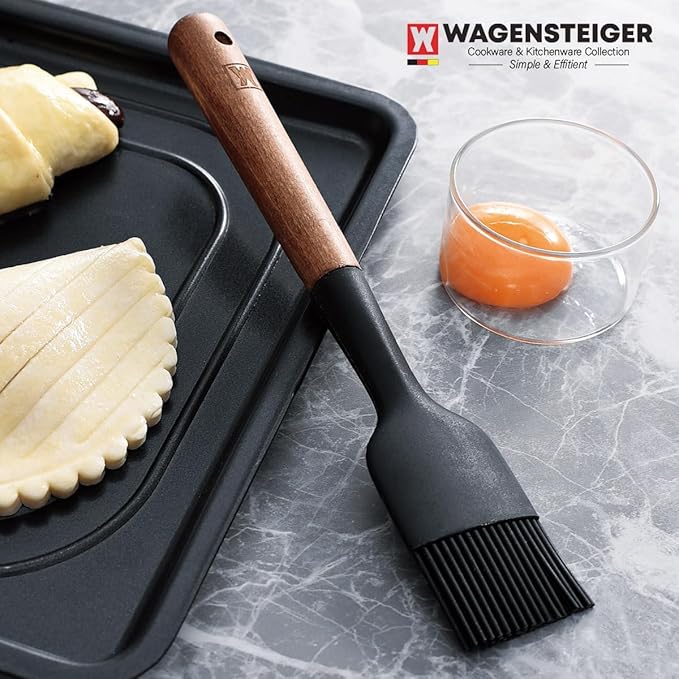 WAGENSTEIGER Silicone Cooking Brush with Wooden Handle: Pastry Brush, For Glazing Pastries and Basting Meats, Heat Resistant Cookware, Gentle Head & Bristle Design, BPA Free, Non-slip Grip