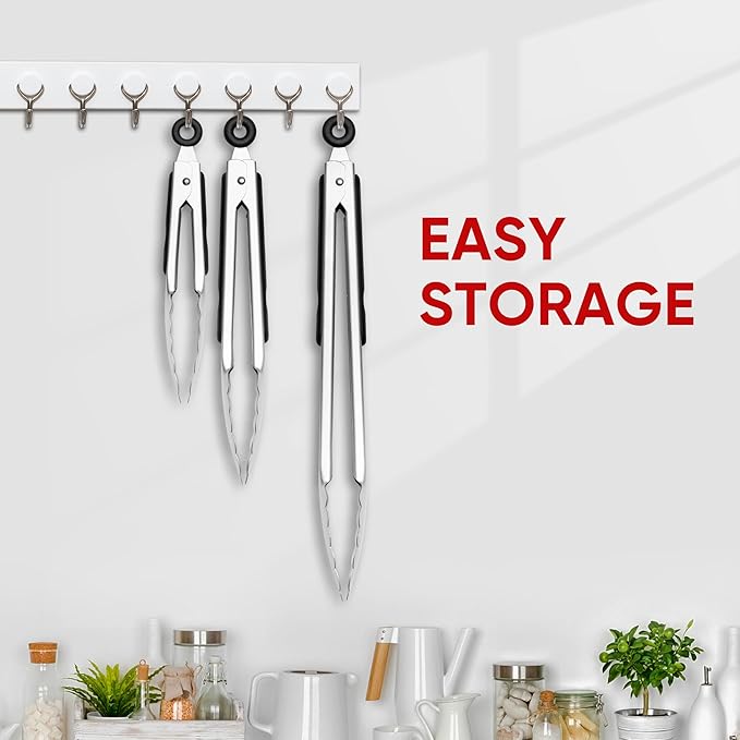 7/9/12 Inch Kitchen Tongs Set, Stainless Steel Cooking Tongs (7"+9"+12")