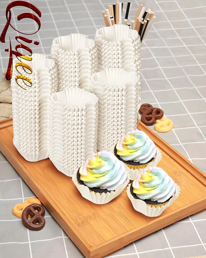 qiqee Square Cupcake Liners, 500 Count, White,Standard Size