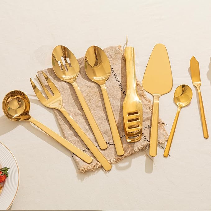 KINGSTONE 16 piece Large Hostess Serving Utensils Set,18/10 Stainless Steel