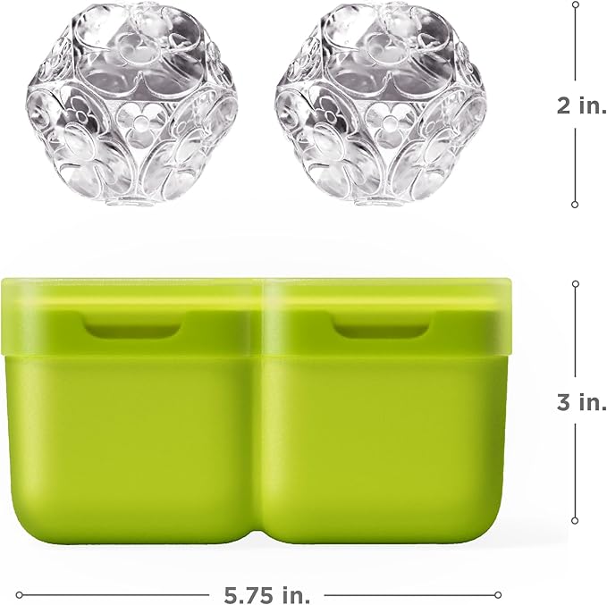 Ice Molds, Large Easy-Release Cube with Flower Pattern, Set of 2, Deco