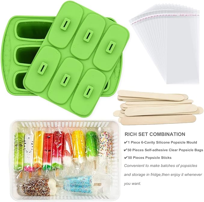 Bangp Popsicle Molds 6-cavity,Non-BPA Silicone Ice Pop Maker