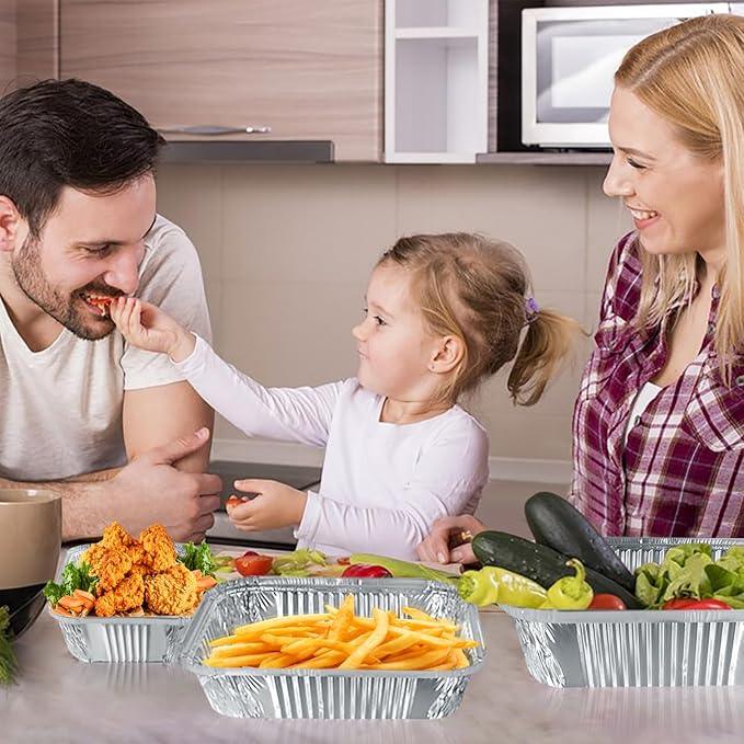 Notwoe® 30 Pack Disposable Aluminum Pans With Lids, 10x7.5 And 7.3x5.3 Square 6.9x4.3 Square Combo Set, Disposable Baking and Cake Pan. (30 Pack w/Lids)