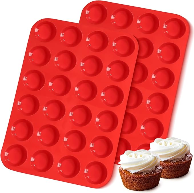 KINYFY 2 Pcs Muffin Pan Silicone Molds, Cupcake Pan Silicone Molds, Non-Stick Baking Molds for Making Muffin, Cakes, Cupcake, Tart, Chocolate