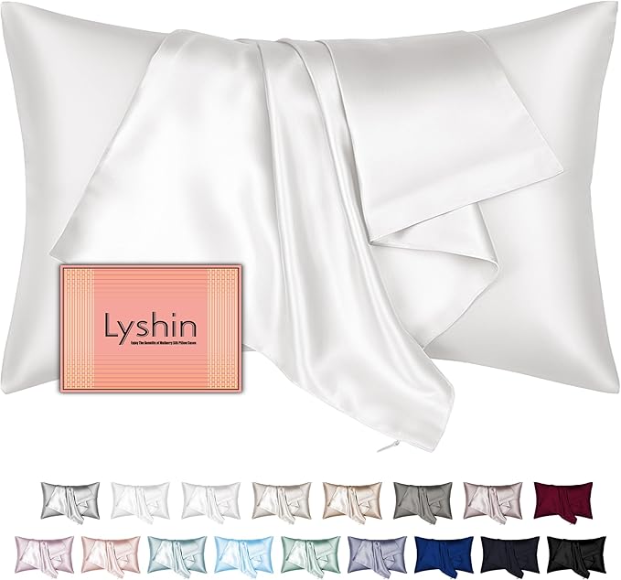 Silk Pillow Cases King Size with Hidden Zipper, Mulberry Silk Pillowcase for Hair and Skin, Smooth and Soft Breathable Cooling Silk Satin Pillow Covers for Sleeping, Gifts for Women, Ivory