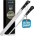 Cutluxe BBQ Carving Set, 12" Brisket Knife & 10" Honing Rod for Meat