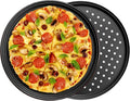 InBlossoms 11 inch Pizza Pan With Holes, Carbon Steel Perforated Non-Stick Bakeware for Home Kitchen Oven, 2 Pack