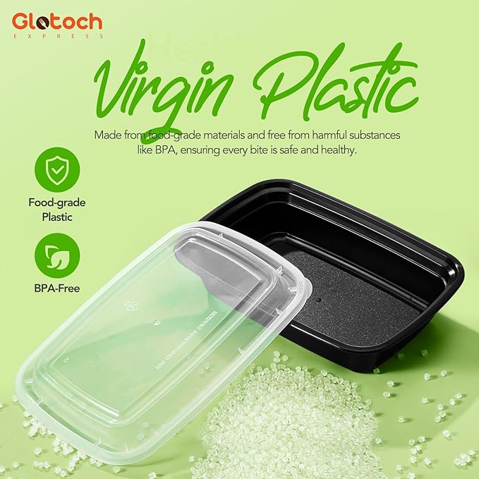 Glotoch Meal Prep Containers with Lids, 28 oz, 50 Pack (100-Piece)
