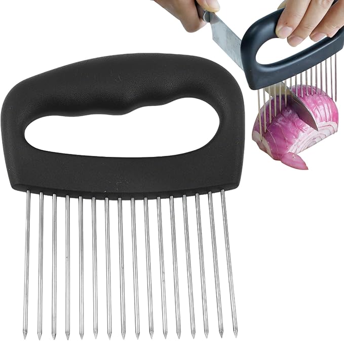 NOVANO Large Onion Slicer & Meat Tenderizer, Kitchen Cooking Tool for Tenderizing, Onion Cutter Vegetable Chopper, Stainless Steel Tomato Slicer with 16 Long Needles, for Potato Lemon