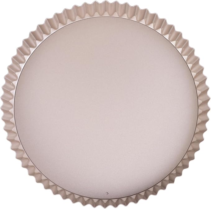 Bakeley 9-Inch Round Tart Pan with Loose Removable Bottom, Non-Stick Carbon Steel Quiche Pan for Oven Baking (Champagne Gold)