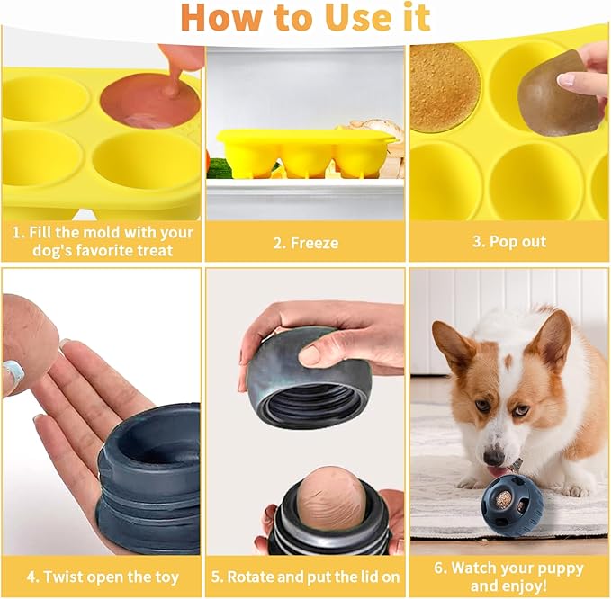 2 Pcs Large Silicone Molds with Lids for Woof Pupsicle Large Refill