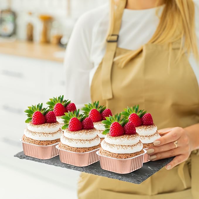 Aoriher 150 Pcs 10 oz Mini Cake Pans with Lids Champagne