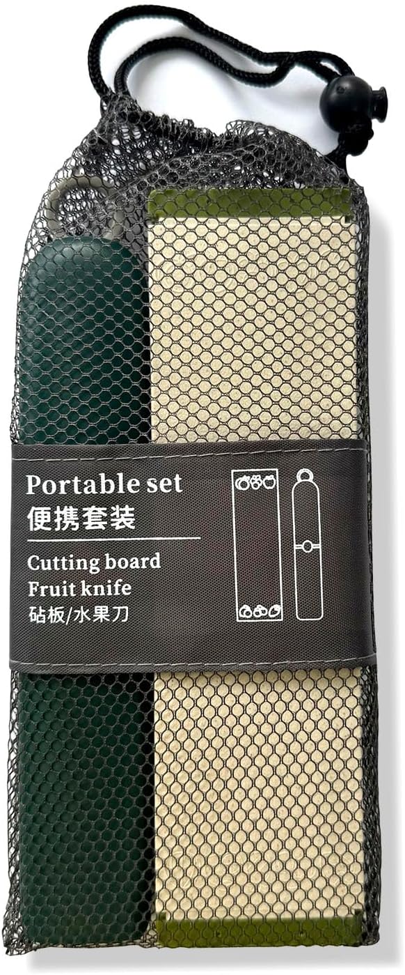 Maeluo 5-in-1 Small Cutting Board Set, Multifunctional Travel Stainless Steel Fruit Knife with Cover, Outdoor Portable Peeling Fruit Potato Peeler for Travel, Camping, Kitchen (Orange)