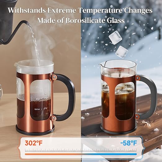 Veken French Press Coffee Maker,No Plastic Touching Cafe,34oz 1L Cafetera