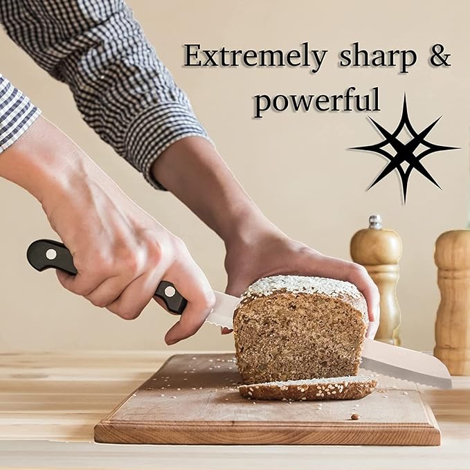 Moss & Stone 14 Pcs Kitchen Knife Set with Block, Stainless Steel