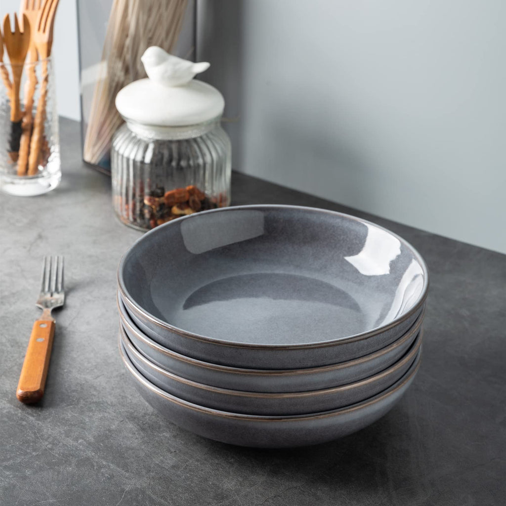 AmorArc 8.5’’ Ceramic Pasta Bowls Set of 4, 36oz Large Stoneware Bowls Set