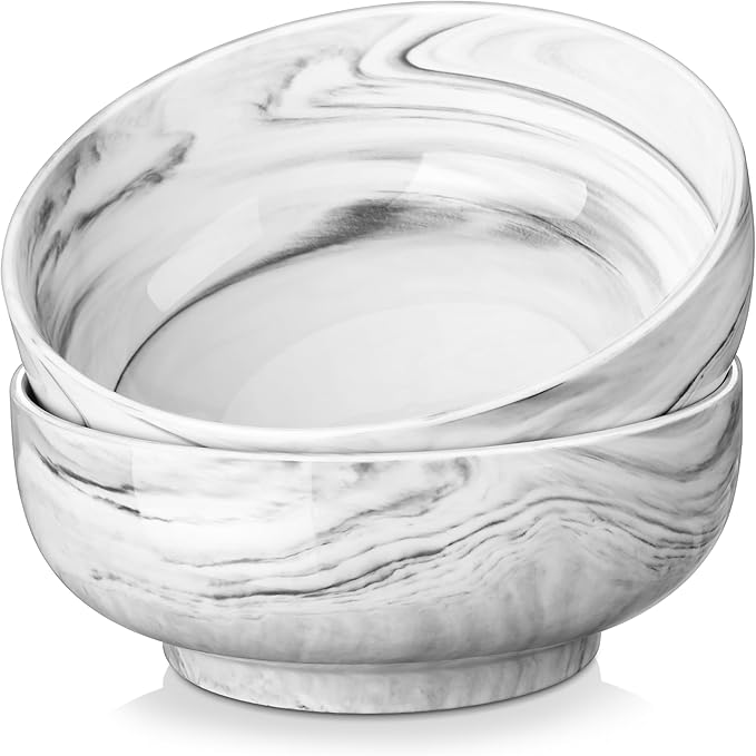 MALACASA Large Serving Bowls, 60 OZ (8") Ceramic Salad Bowls Set of 2
