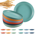 HEYCOME 12 Pcs Unbreakable Deep Dinner Plates Set, 9 inch Reusable Plastic Wheat Straw Plates, Microwave and Dishwasher Safe Plate for Kitchen, Lightweight Plate for Dessert, BPA Free, 6 Colors