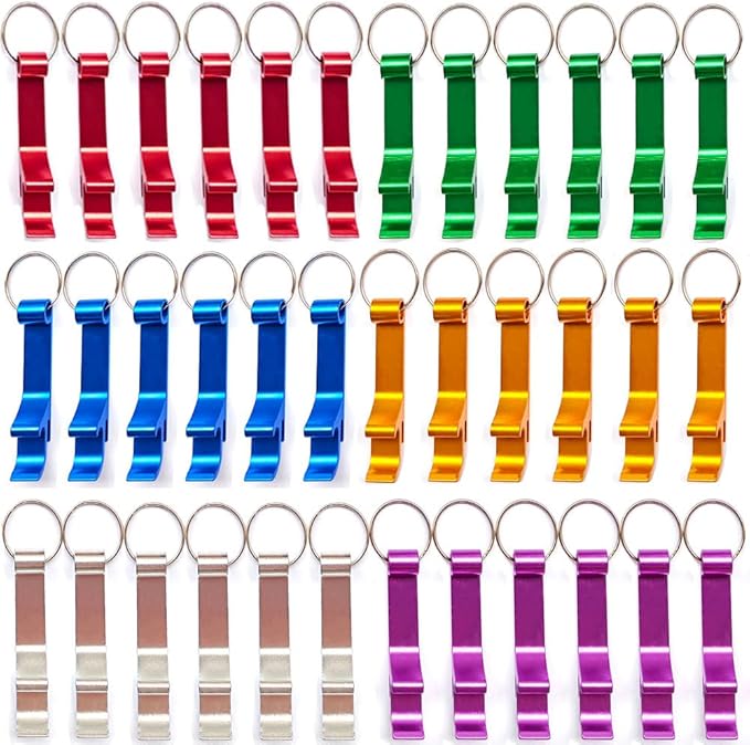 MTOMDY 36 Pieces Colored Aluminum Bottle Opener,Soda Beverage Beer Bottle Opener Keychain,Bottle Openers Aluminum Beer Bottle Opener Claw Beverage Keychain Ring for Kitchen/Wedding/Bar/Party