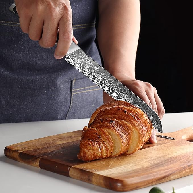 Sunnecko Damascus Kitchen Knife Set, Chef Knife Set Professional 8 Inch