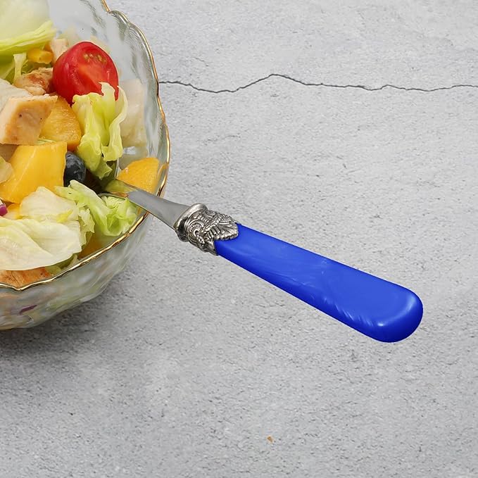 CATHYLIN 2-piece Salad Servers Stainless Steel Salad Serving Set Salad Fork and Spoon (Deep Blue)