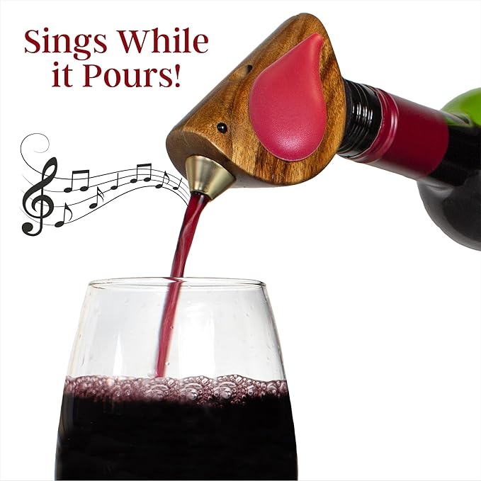 Songbird Specialties Singing Bird Wine Bottle Pourer, Red
