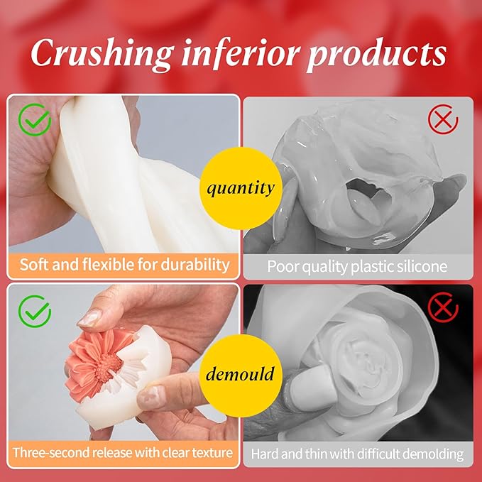 MGLIFEUL 2PCS 3D Flower Candle Making Molds Moldes de Silicona para Velas