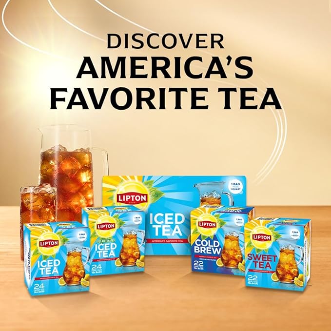 Lipton Cold Brew Black Tea Bags, Family Size,132 Total Bags (22 Ct 6-Pack)
