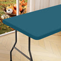 homing Rectangle Table Cloth Cover, Water-Resistant Polyester Elastic Fitted Tablecloth, Fits for 8 Foot Folding Tables, Washable Table Protector for Picnic, Camping, Outdoor (Peacock Blue, 30" x 96")