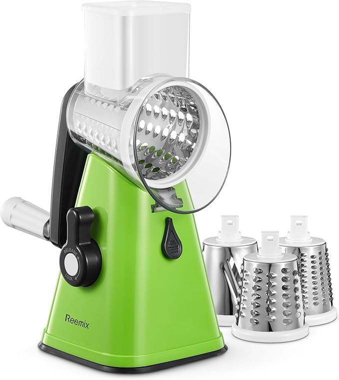 Rotary Cheese Grater with Handle, Reemix Vegetable Cheese Grater