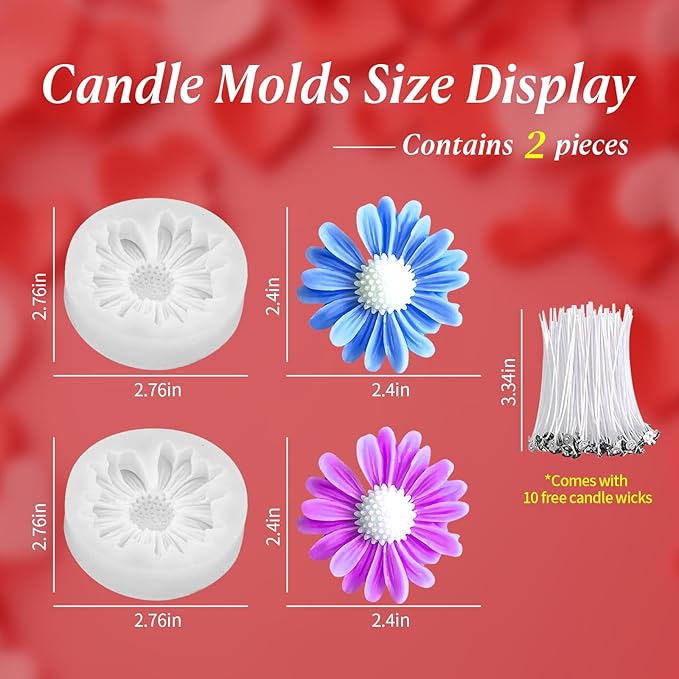 MGLIFEUL 2PCS 3D Flower Candle Making Molds Moldes de Silicona para Velas