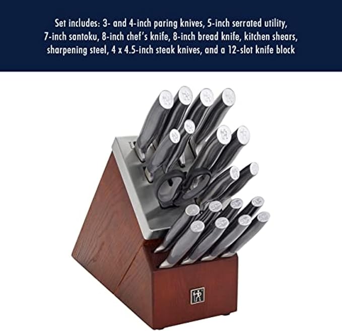 HENCKELS Graphite Razor-Sharp 13-pc Knife Set with Block, Kitchen Knife Sharpener, Chef Knife, Steak Knife, German Engineered Informed by 100+ Years of Mastery