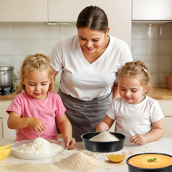 8 Inch Cake Pan, 3PCS Nonstick Baking Pans Set with 100PCS Parchment Paper