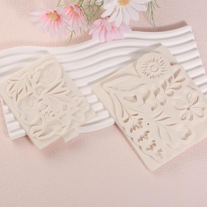 IKOJING 1 Pcs Flower Fondant Mold for Cake Decoration, Leaf Chocolate Silicone Mold, Exquisite Flower and Leaf Shape is Perfect for Wedding Desserts, Candy, Sugar Craft, Gum, Resin, Clay