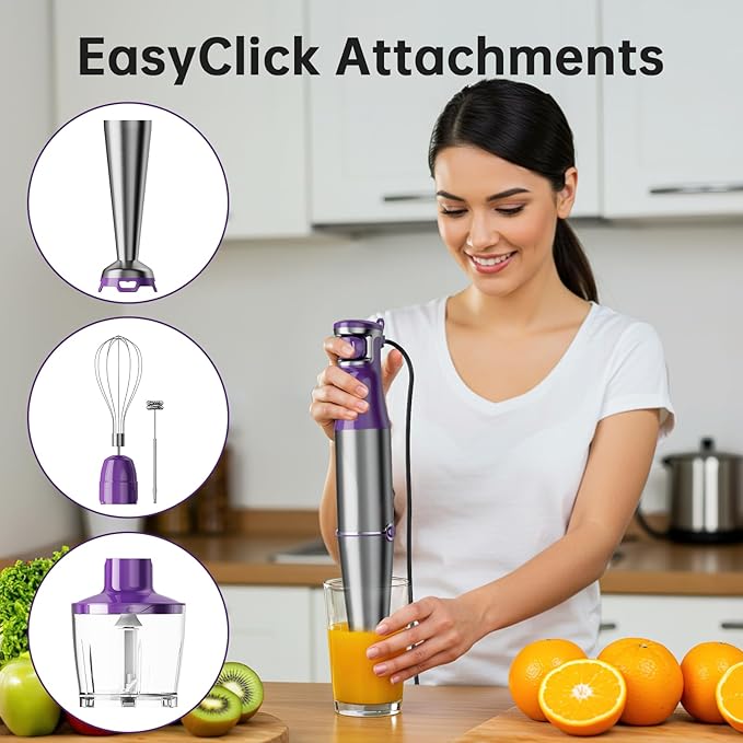 Turelar Immersion Blender Handheld 5 in 1 Hand Blender Set 1100W Heavy Duty