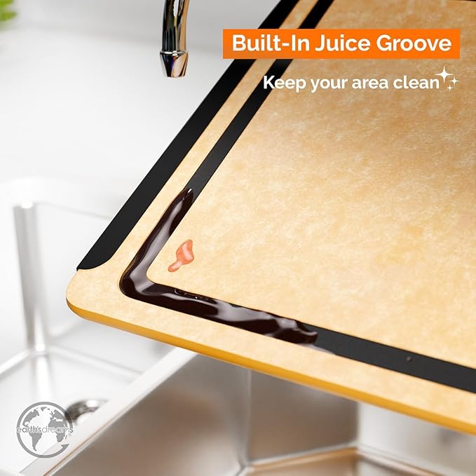 Earth’s Dreams Composite Wood Cutting Board 17” x 12”, Built in Groove