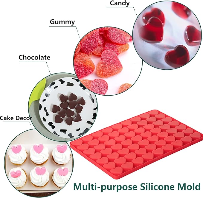 Amyandone Heart Silicone Mold, 63 Cavities Small Heart Chocolate Molds
