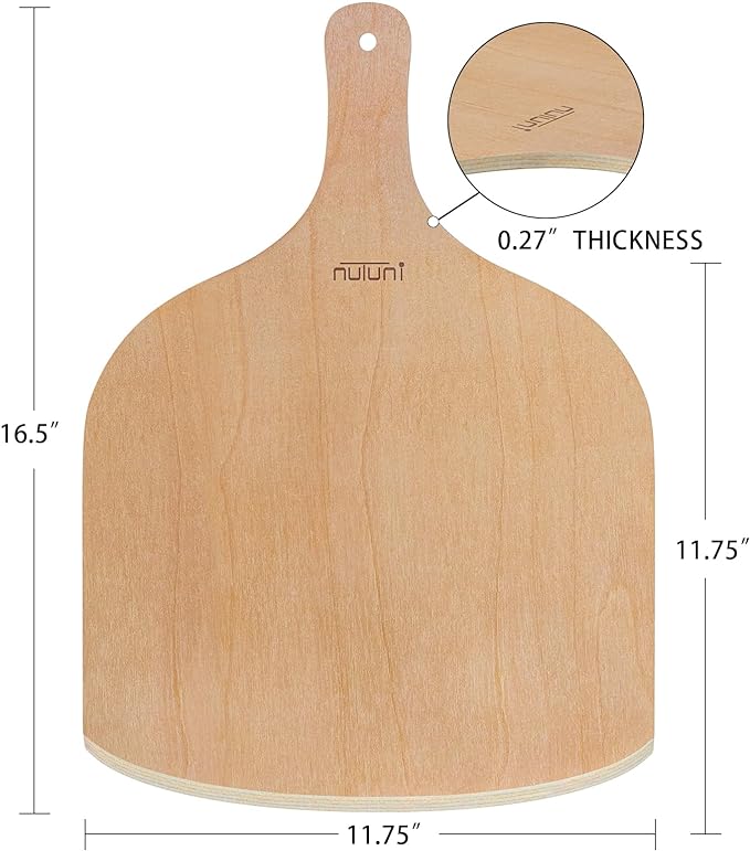 2 Pack Wooden Pizza Peel, 12 inch Large Pizza Paddle Set for Oven, Stone, Pan or Grill, Spatula for Baking Bread and Cake - Indoor & Outdoor