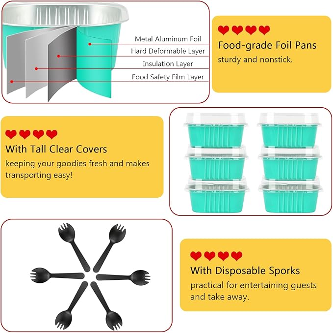 LNYZQUS 5oz Mini Cake Tins with Lids, Individual Brownie Pans 80 Pack