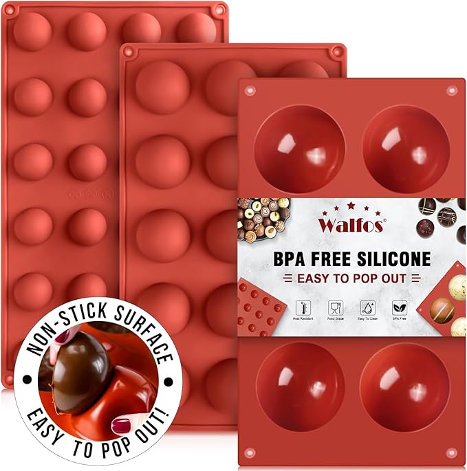 Semi Sphere Silicone Mold, Silicone Chocolate Molds,3 Packs Baking Molds for Making Chocolate, Cake, Jelly, Dome Mousse (6, 15 and 24 Cups)